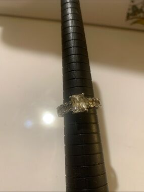 Sterling Silver Clear CZ Engagement Ring - White/Silver